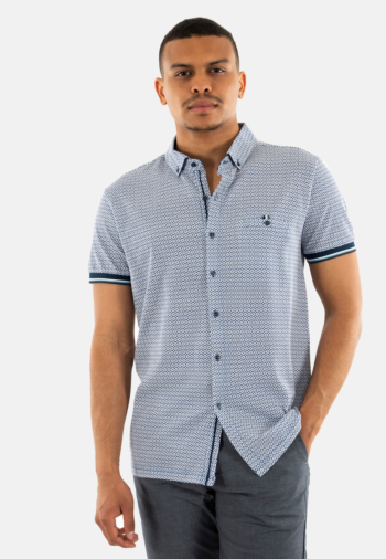 Chemise manches courtes Benson & Cherry lamethe indigo