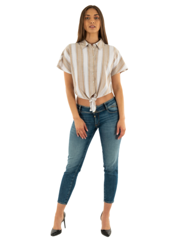 Chemisier manches courtes only jakiri humus laid back stripe