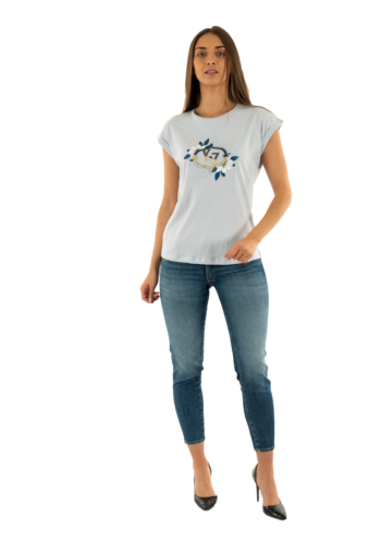 Tee shirt yes zee t239 s100 0792 azzurro pastello