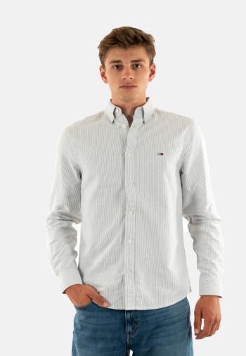 Chemise tommy jeans slim stripe oxfo 0ch aruba green stripe