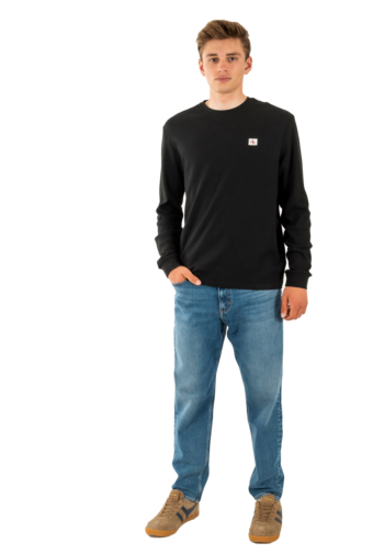 Tee shirt manches longues calvin klein jeans waffle badge crew ub1 black