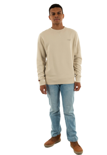Sweat superdry essential logo crew 1lc light stone beige