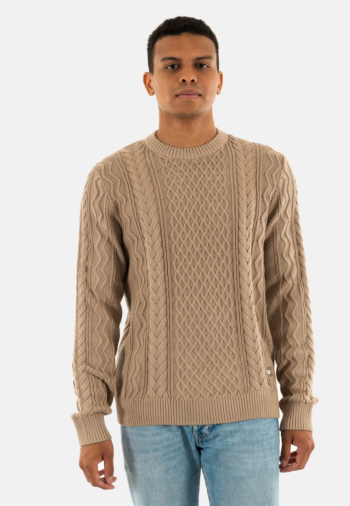 Pull hiver tommy jeans slm badge cable 0hd coastal taupe tonal