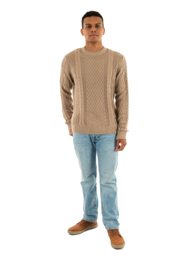 Pull hiver tommy jeans slm badge cable 0hd coastal taupe tonal