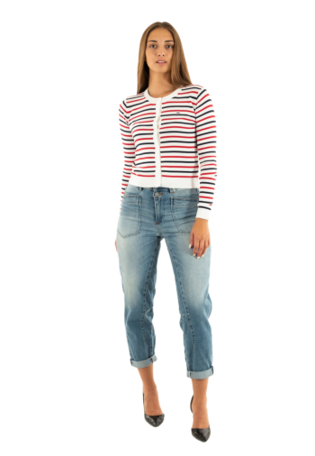 Gilets cardigans tommy jeans essential crew n 0fg white / red / navy stripe