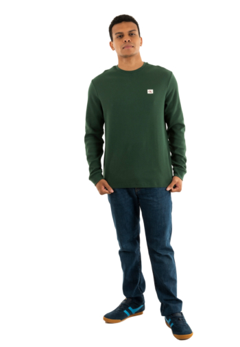 Tee shirt manches longues calvin klein jeans waffle badge crew llg sycamore