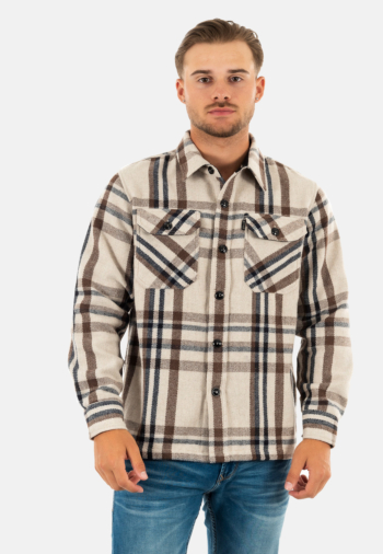 Chemise schott poche poitrine beige checks