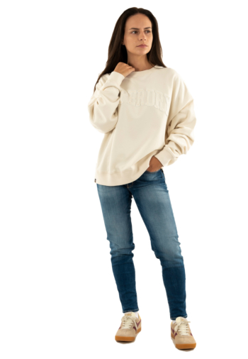 Sweat superdry athletic tonal applique crew 8ml desert bone off white