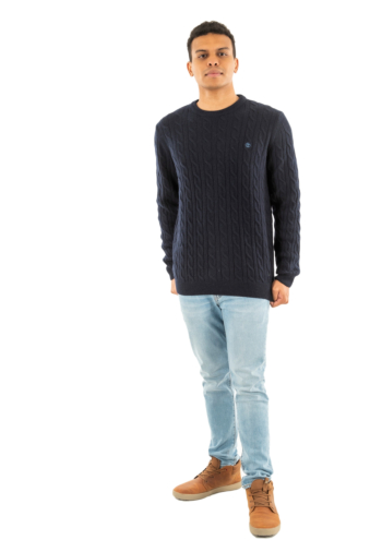 Pull hiver timberland phillips brook cable crew z021 dark sapphire/dark denim