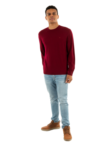 Pull hiver calvin klein jeans merino crew vaq beet red