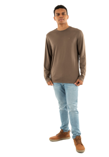 Tee shirt manches longues calvin klein jeans supima interlock pdk morel