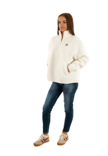Sweat tommy jeans zip through badg ybh ancient white