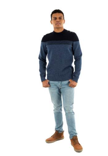 Pull hiver saint james aquitaine jean/marine