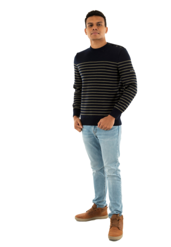 Pull hiver saint james binic marine/fougere