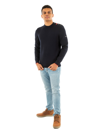 Pull hiver saint james rives navy/tulipe