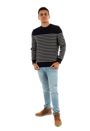 Pull hiver saint james binic marine/ecru