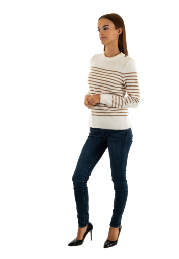 Pull hiver saint james bregancon blan/beig fonce