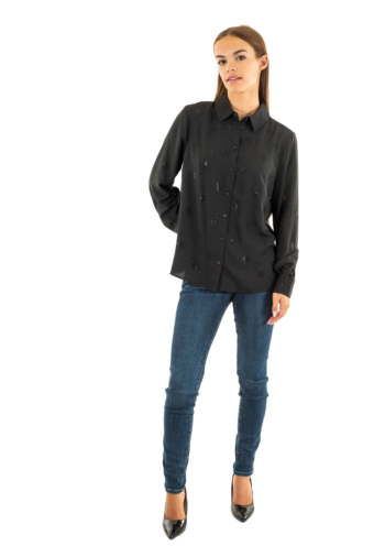 Chemisier guess jeans flore jblk jet black a996
