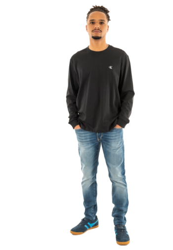 Tee shirt manches longues calvin klein jeans easy monogram ub1 black