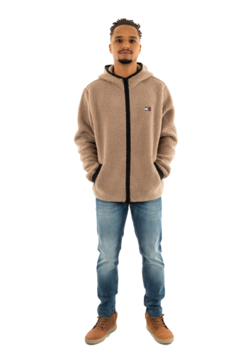 Sweat tommy jeans reg badge teddy afe coastal taupe