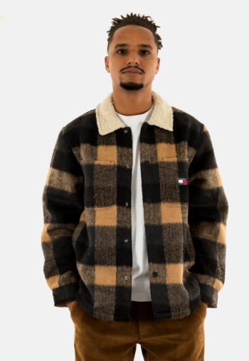 Blousons et vestes tommy jeans check teddy over bds black / buffalo check