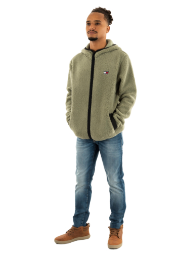 Sweat tommy jeans reg badge teddy m1l utility sage