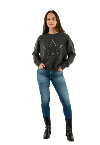 Pull hiver only renata dark grey melange silver bling