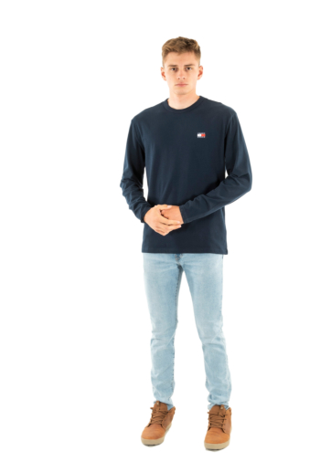 Tee shirt manches longues tommy jeans reg badge c1g dark night navy
