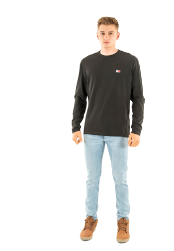 Tee shirt manches longues tommy jeans reg badge bds black