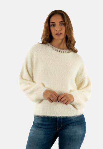 Pull hiver guess jeans arisa rhinestone g1o6 dove white