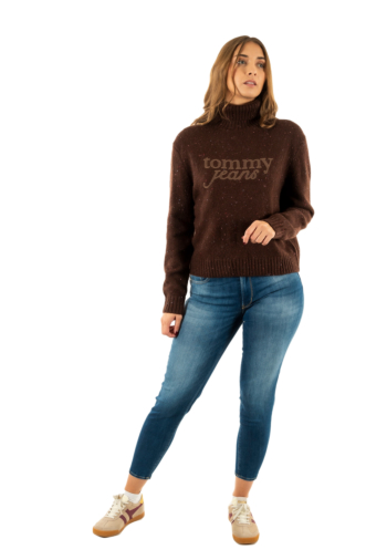 Pull hiver tommy jeans nep turtleneck gs7 rich brown