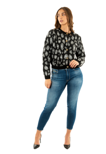 Gilets cardigans only sybille black light grey melange/quiet gray/gold button