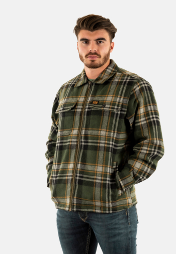 Chemise superdry wool miller b6c buckshot check olive