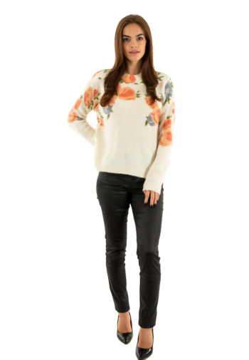 Pull hiver salsa floral print 010 light pearl