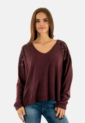 Pull hiver only starry mauve wine mauve wine sequins