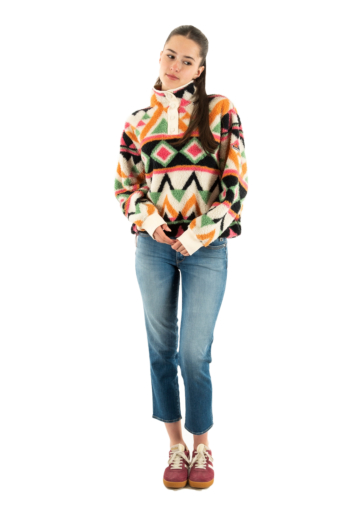 Sweat superdry super soft printed henley f9s cream terry print