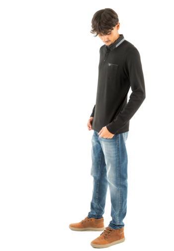 Polos manches longues Benson & Cherry gabanalong noir