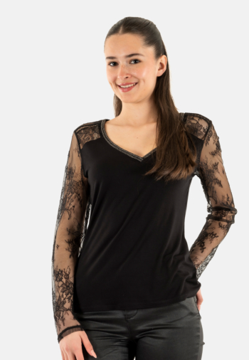 Tee shirt manches longues morgan 252-tsabine noir