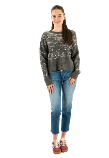Pull hiver only alta dark grey melange silver bling