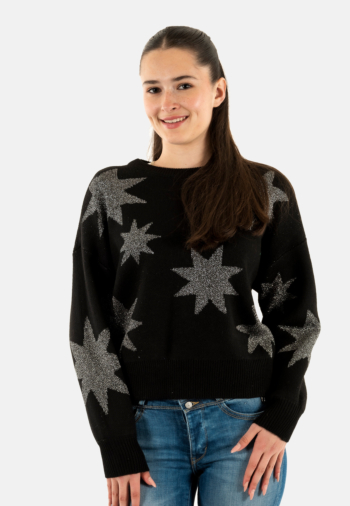 Pull hiver only rosie black silver glitter