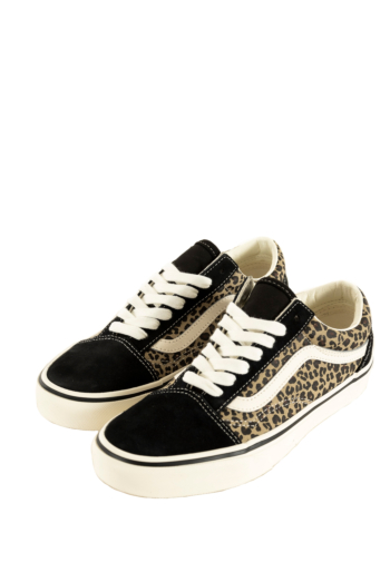 Baskets basses vans old skool black/leopard yy61