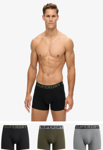 Calecons et slips superdry boxer triple pack 1ms karst black mega grit/winter khaki grit/