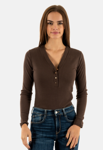 Tee shirt manches longues grace & mila taro chocolat