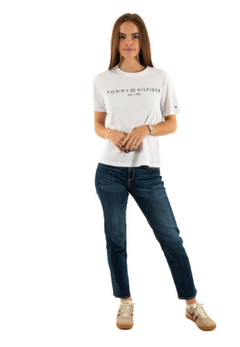 Tee shirt tommy jeans reg corp logo ycf th optic white