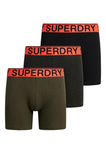 Calecons et slips superdry boxer triple pack b9y khaki stripe/khaki grit/black