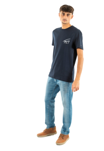 Tee shirt tommy jeans reg sign backpri c1g dark night navy