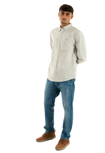 Chemise tommy jeans slim stripe oxfo gy1 dark greenery/stripes