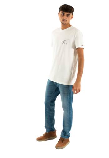 Tee shirt tommy jeans reg sign backpri ybl ecru