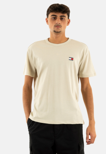 Tee shirt tommy jeans reg badge ybh ancient white htr