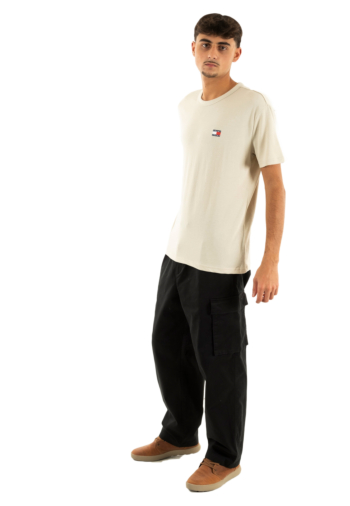 Tee shirt tommy jeans reg badge ybh ancient white htr